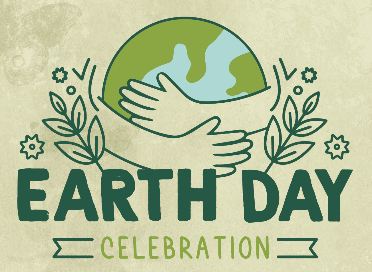Earth Day celebration graphic with hugging hands