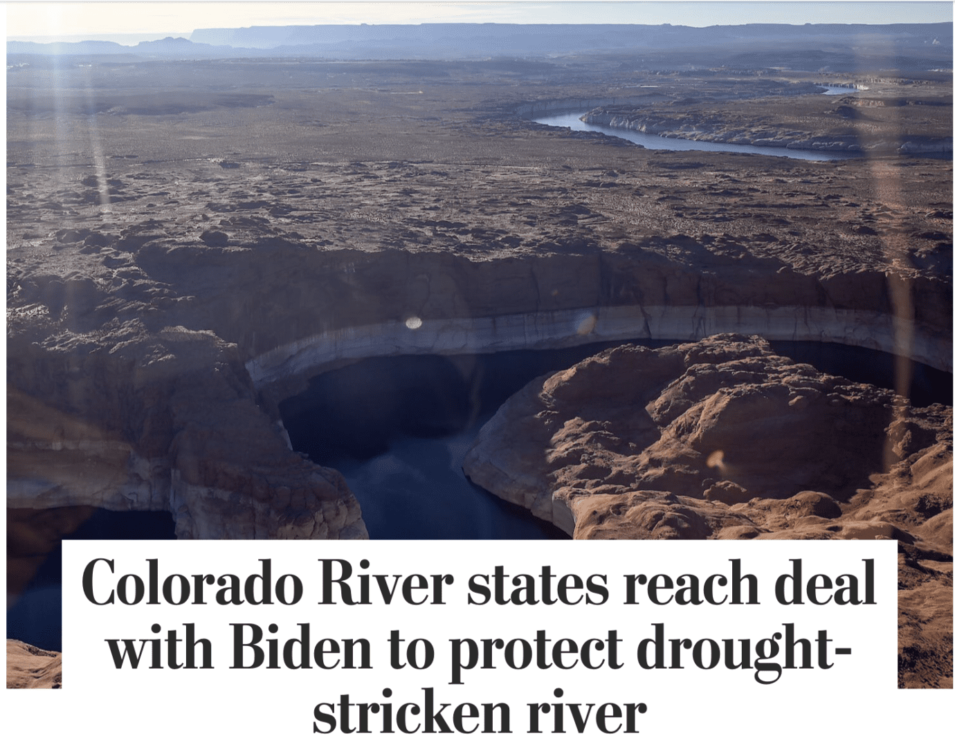 Colorado River states text with mountain background