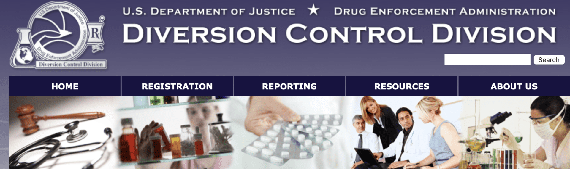 DEA Diversion Control Division website header