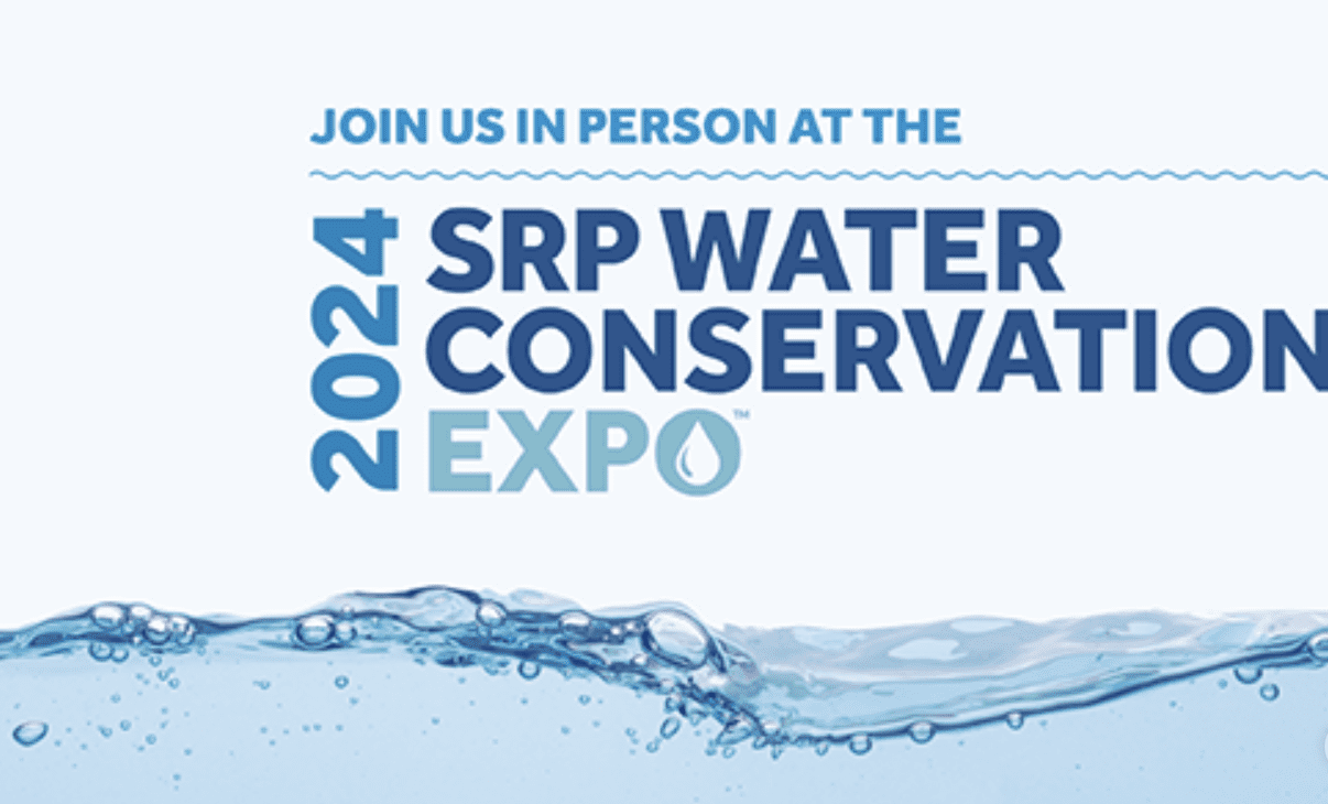 2024 SRP Water Conservation Expo banner with splash