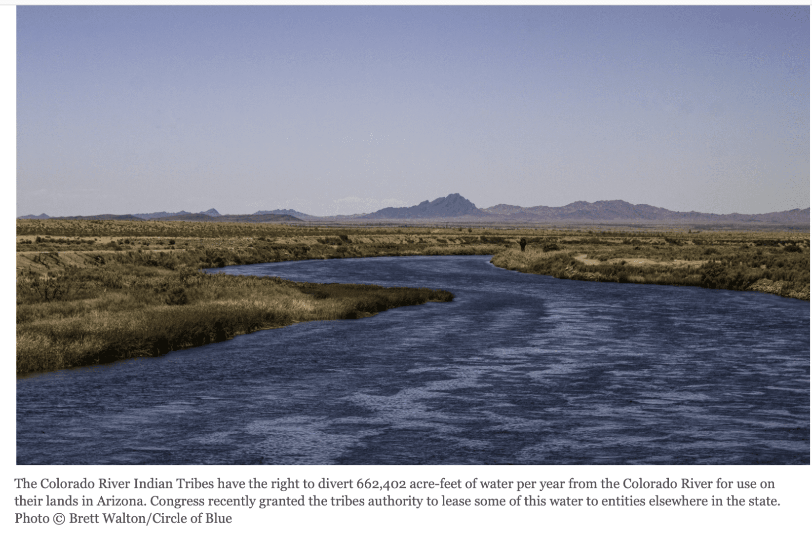 Colorado River winding through Arizona desert plains