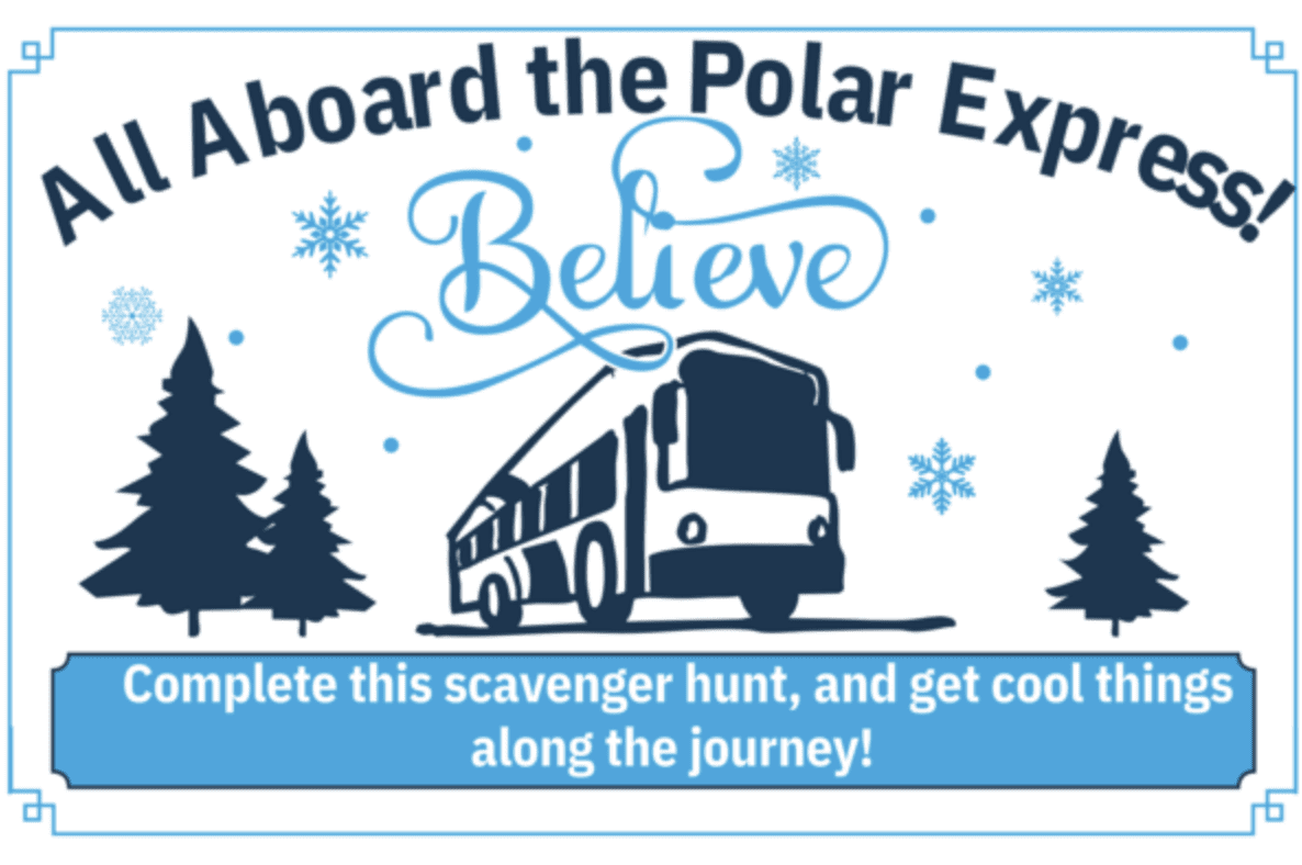 Polar Express themed scavenger hunt poster
