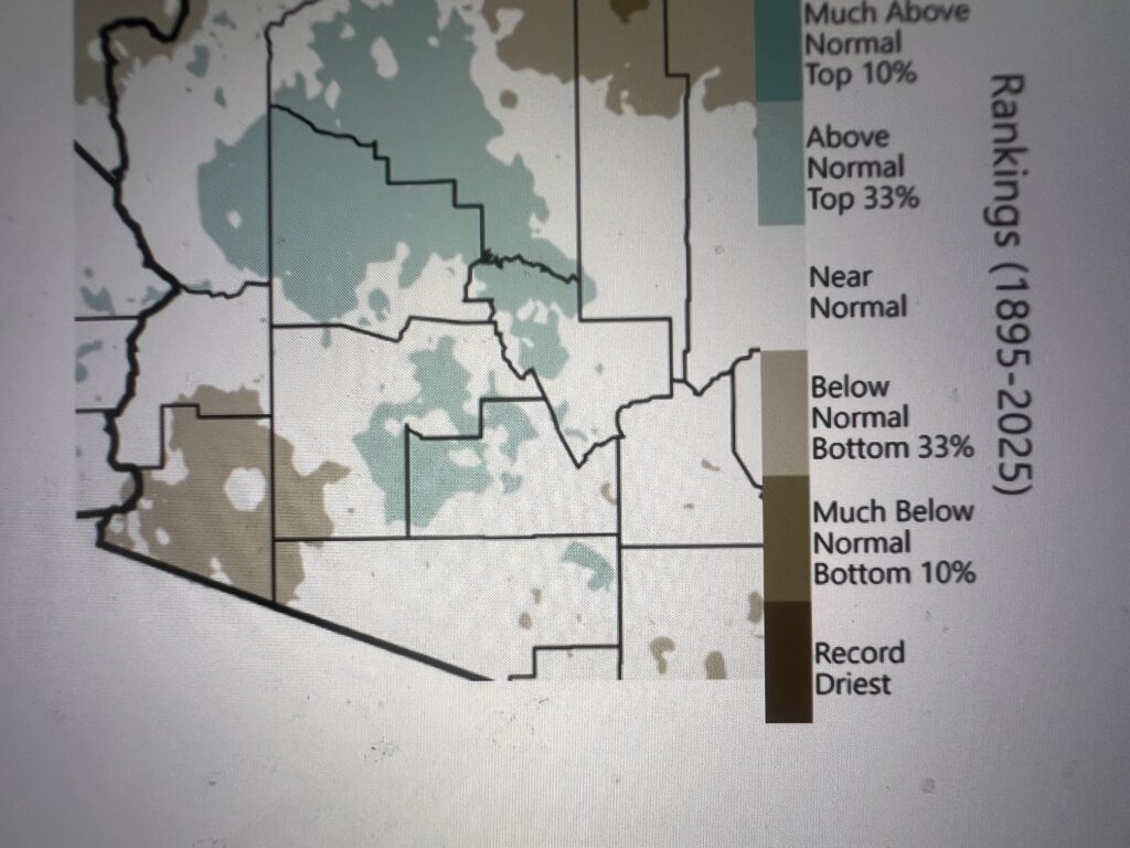 Arizona drought severity map with legend