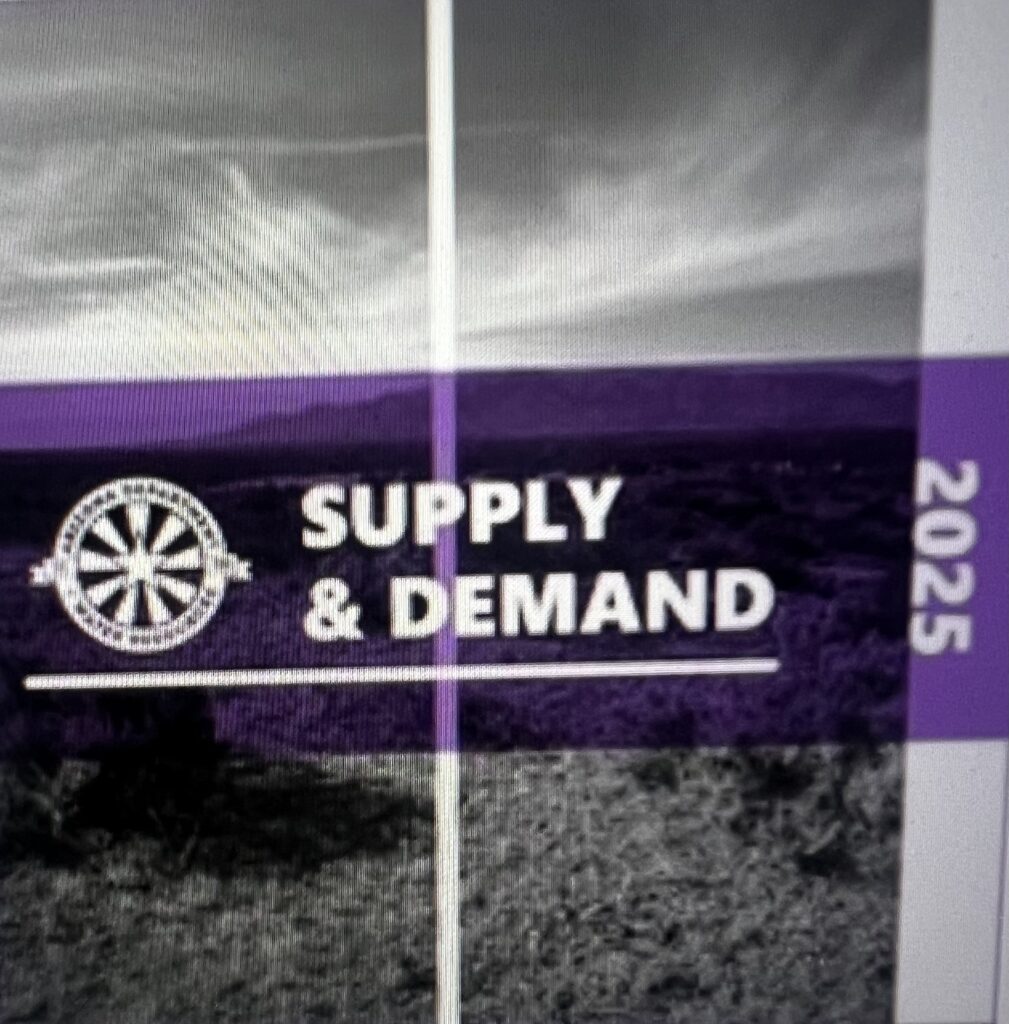 Purple Supply and Demand banner with wheel logo