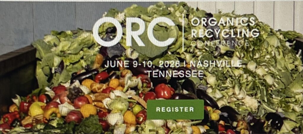 Organics Recycling Conference banner over compost