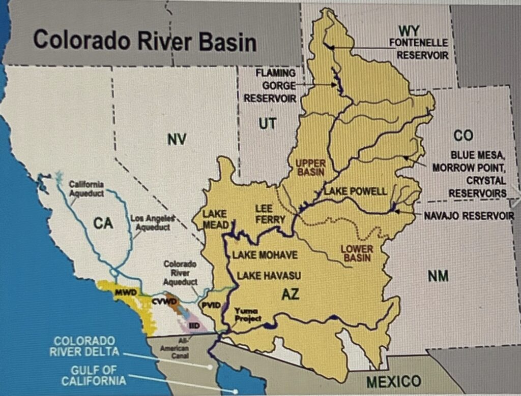 Map of Colorado River Basin with reservoirs